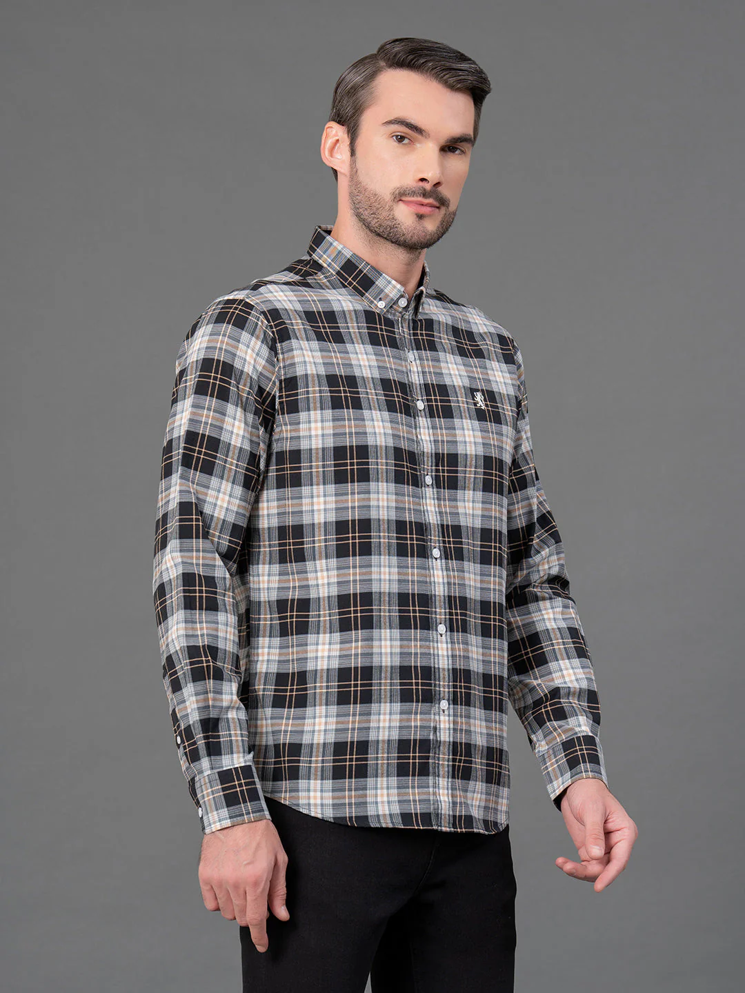 Black Checked Shirt for Men - Image 2