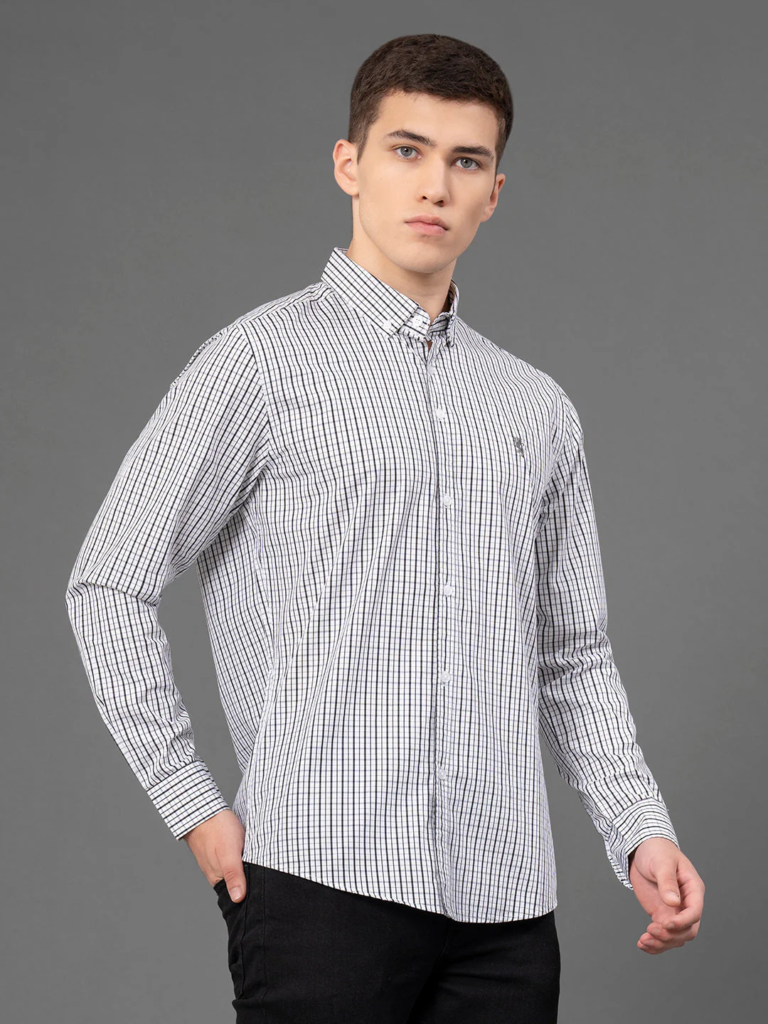 Black Checked Shirt for Men - Image 2