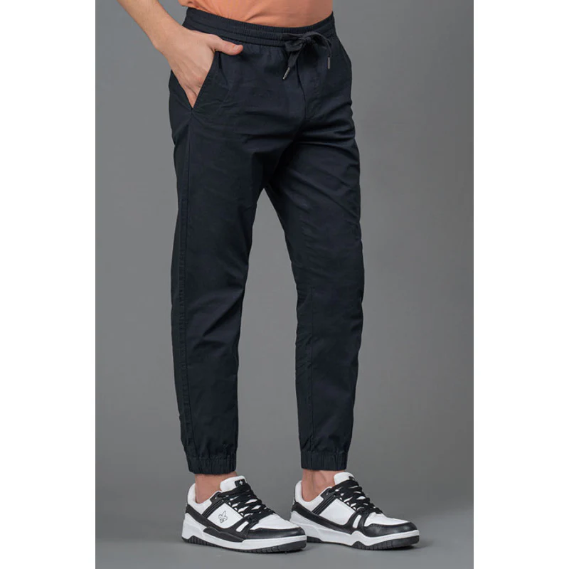 Black Cotton Joggers for Men - Image 2