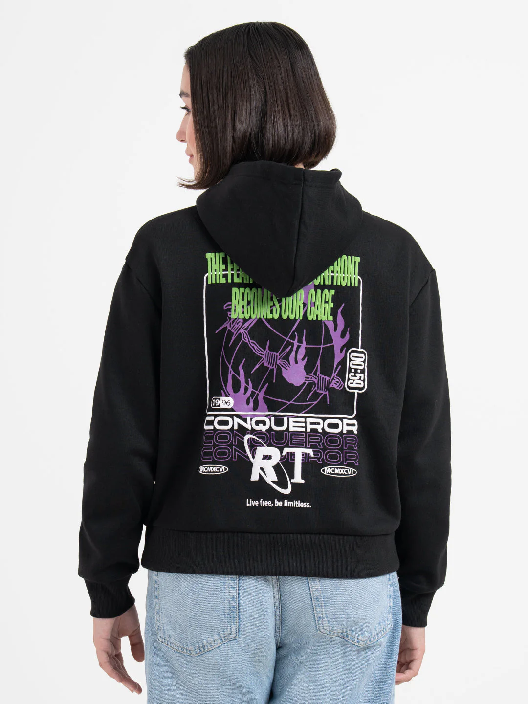 Black Graphic Hoodie for Women | Winter Essential - Image 5