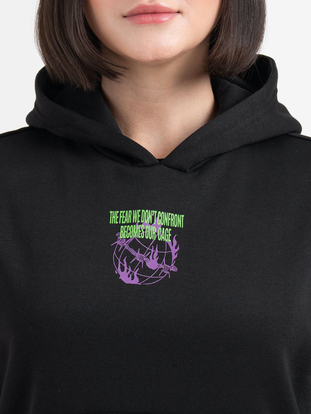Black Graphic Hoodie for Women | Winter Essential - Image 6