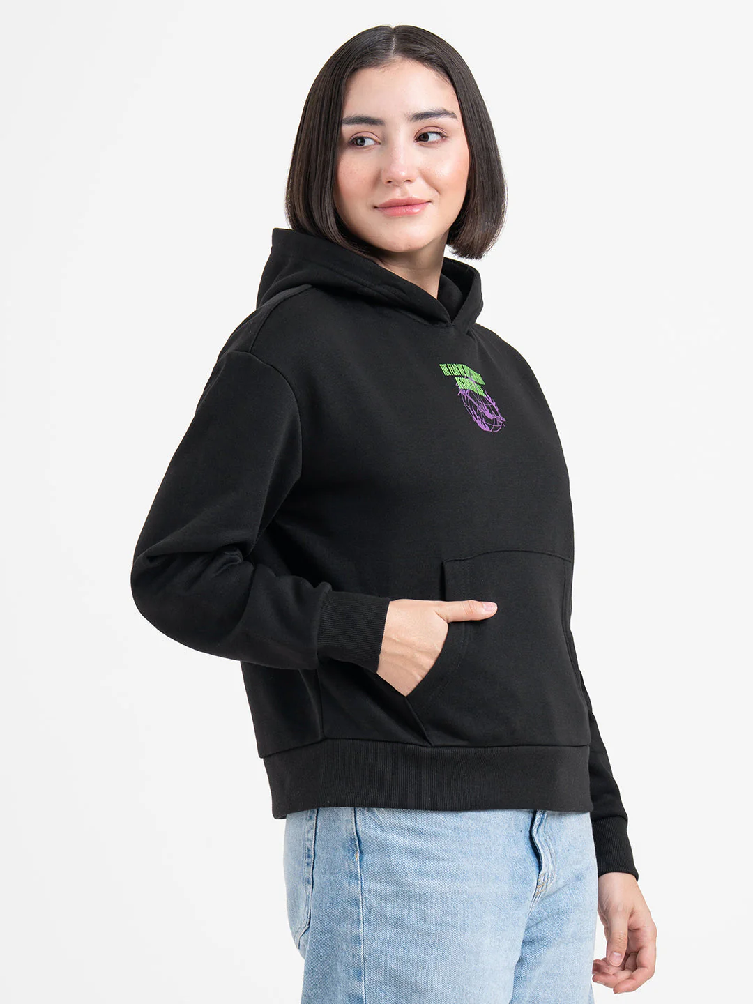 Black Graphic Hoodie for Women | Winter Essential - Image 7