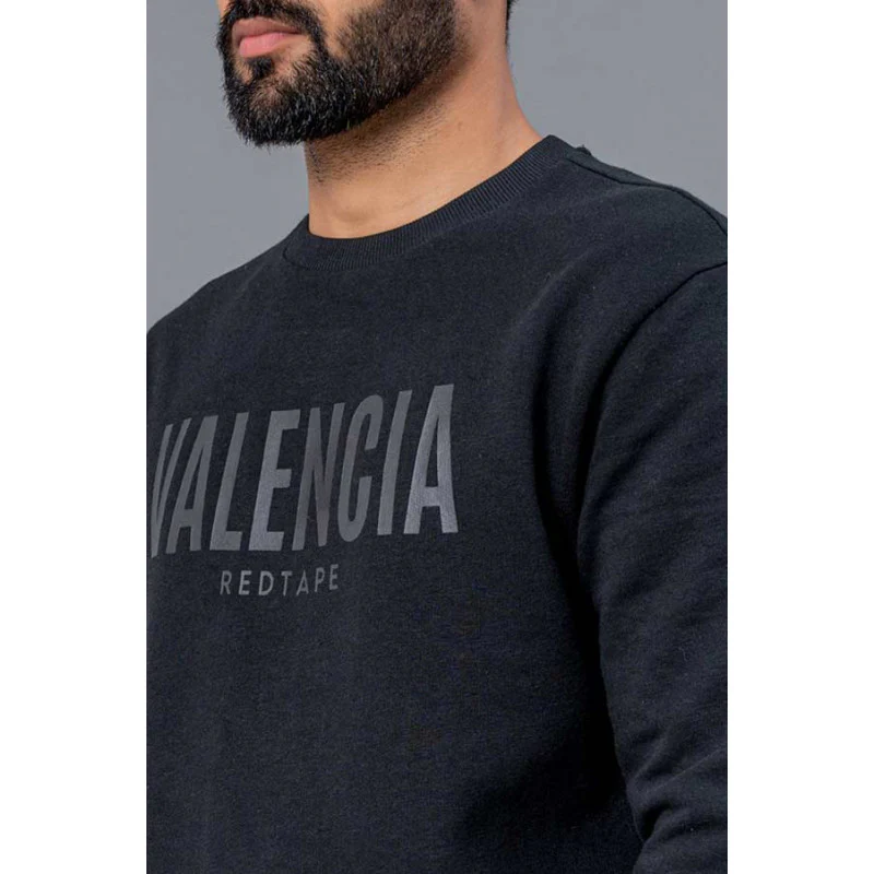 Black Graphic Print Full Sleeve Cotton Poly Fleece Men's Sweatshirt - Image 4
