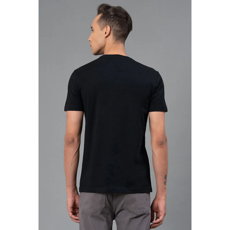 Black Graphic Print Pure Cotton Men's T-Shirt - Image 3