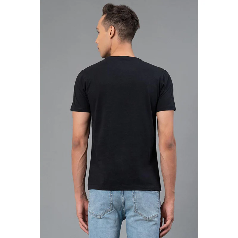 Black Graphic Print Pure Cotton Men's T-Shirt - Image 3