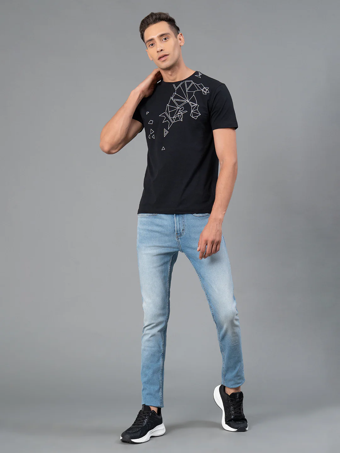 Black Graphic Print Pure Cotton Men's T-Shirt - Image 5