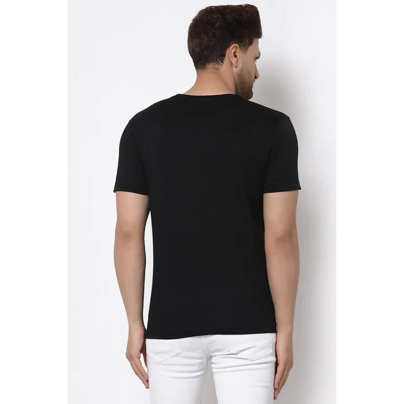 Black Graphic Print Pure Cotton Men's T-Shirt - Image 3