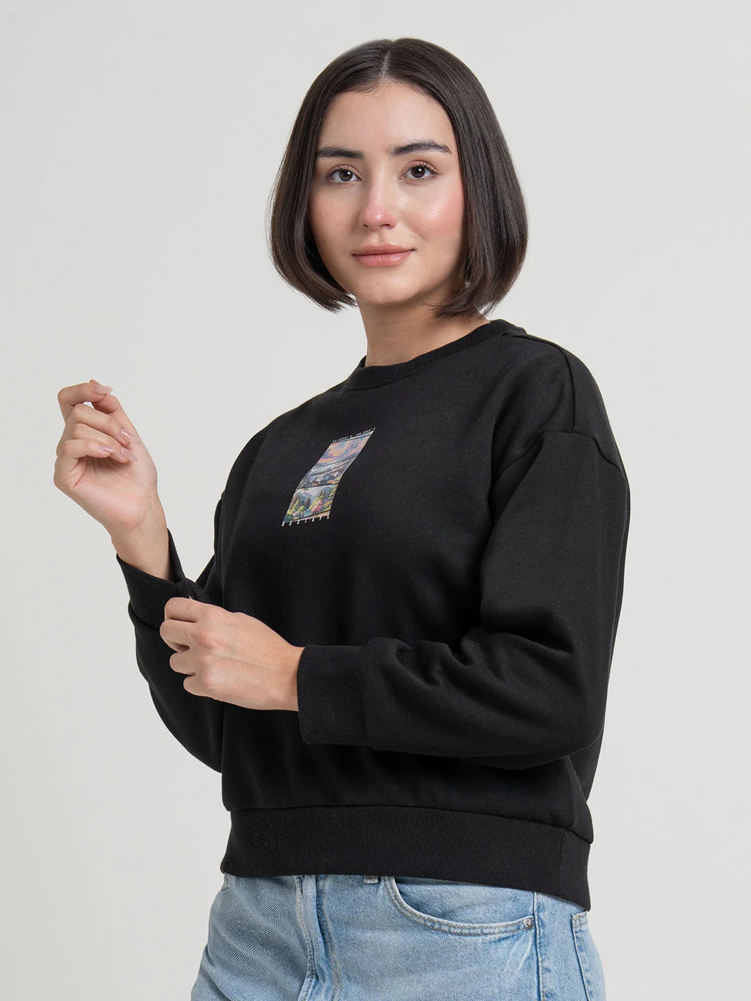 Black Graphic Sweatshirt for Women | Sweatshirts for Women for Winter Comfort - Image 3
