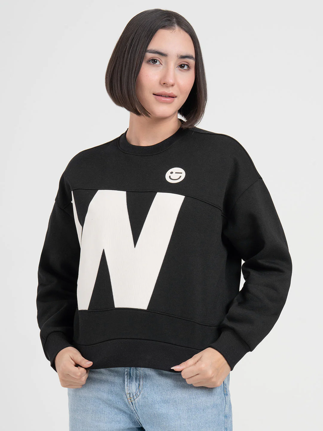 Black Graphic Sweatshirt for Women | Casual Everyday Comfort - Image 8