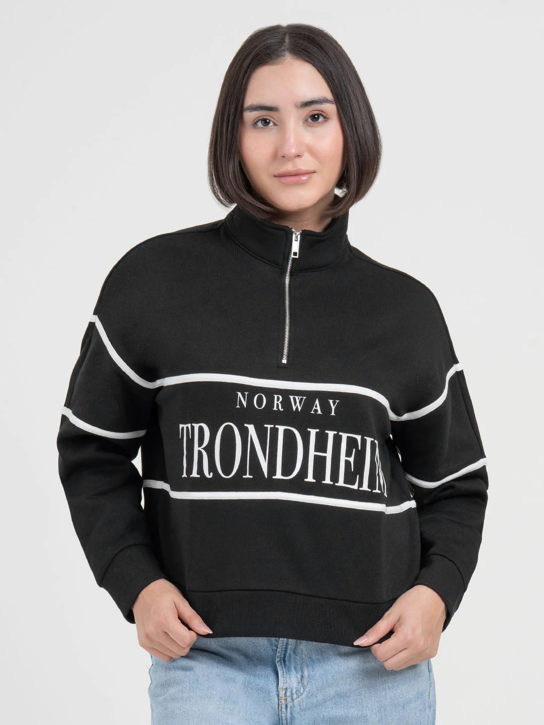 Black Half-Zip Sweatshirt for Women | Effortless Everyday Style - Image 3