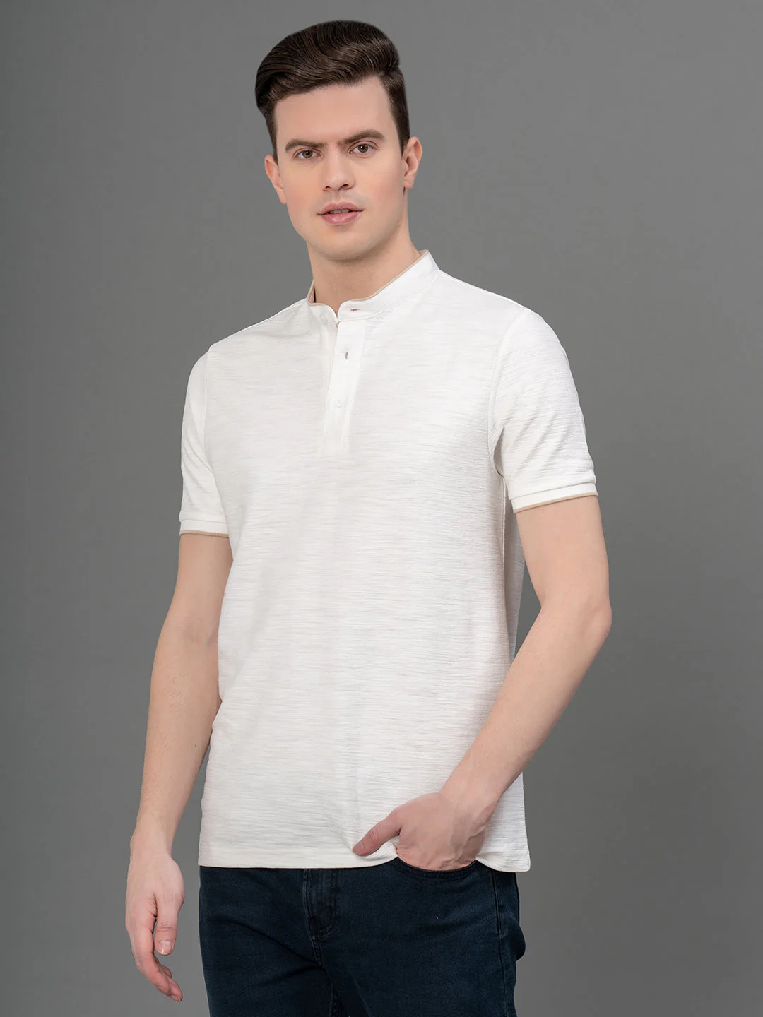 Black Henley T-Shirt for Men - Image 2