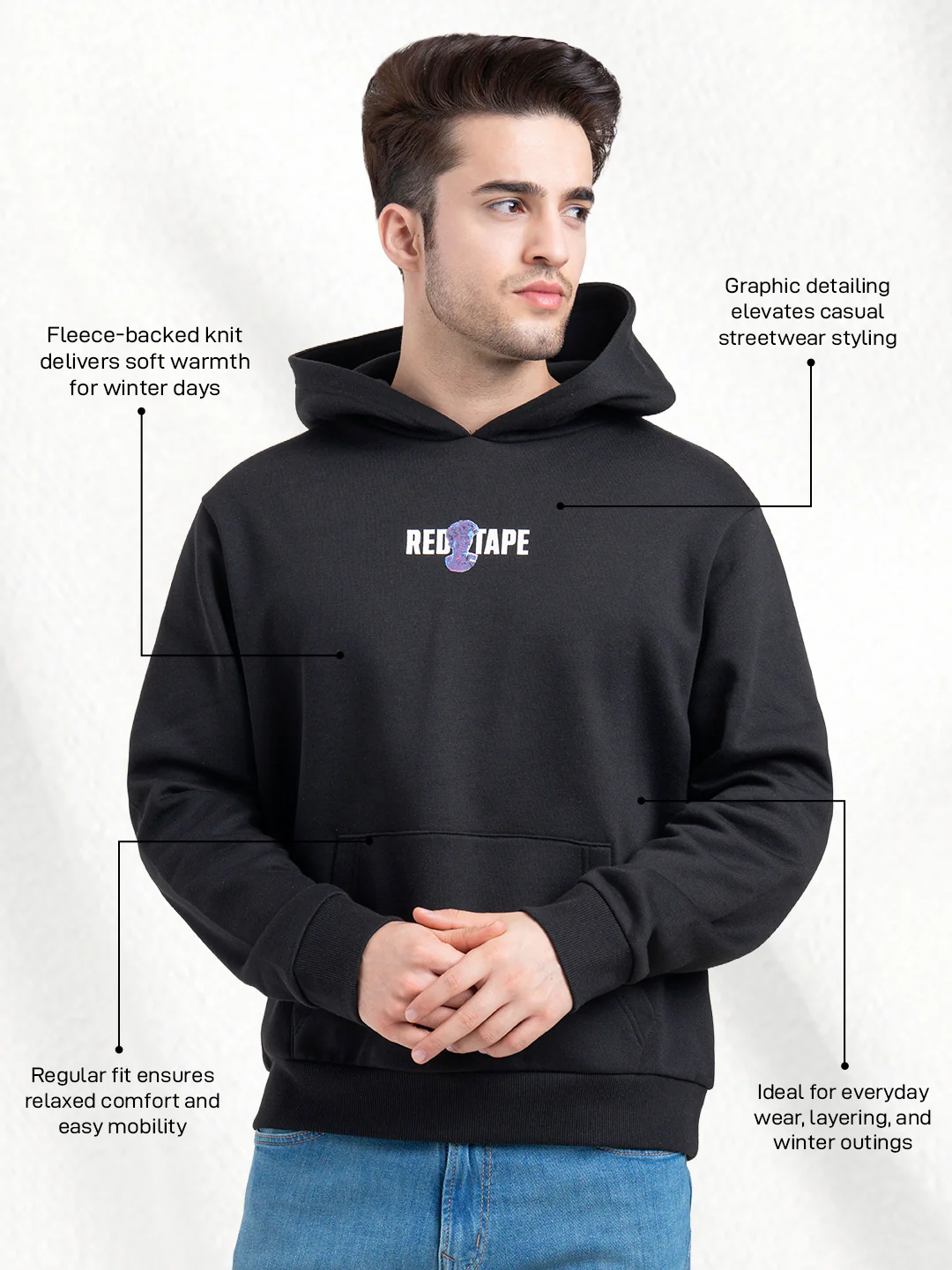 Black Hoodies for Men | Graphic Hoodie with Everyday Comfort - Image 2