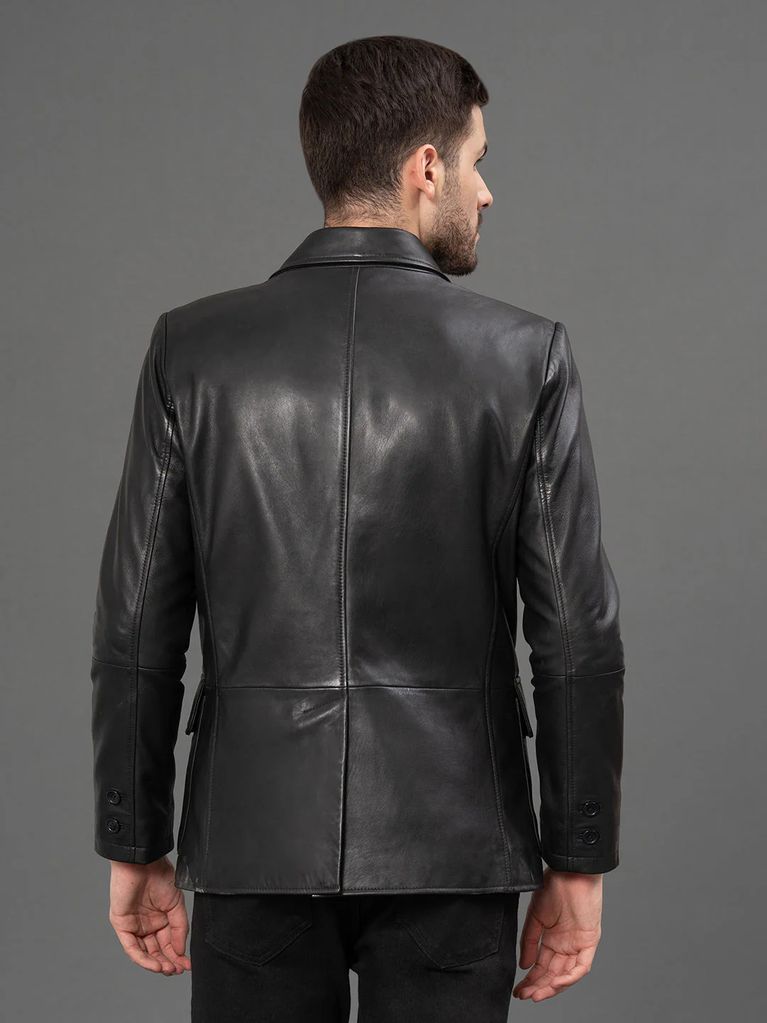 Black Leather Jacket for Men - Image 3