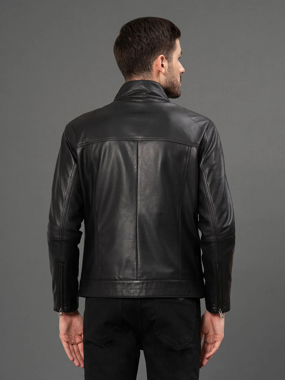 Black Leather Jacket for Men - Image 3