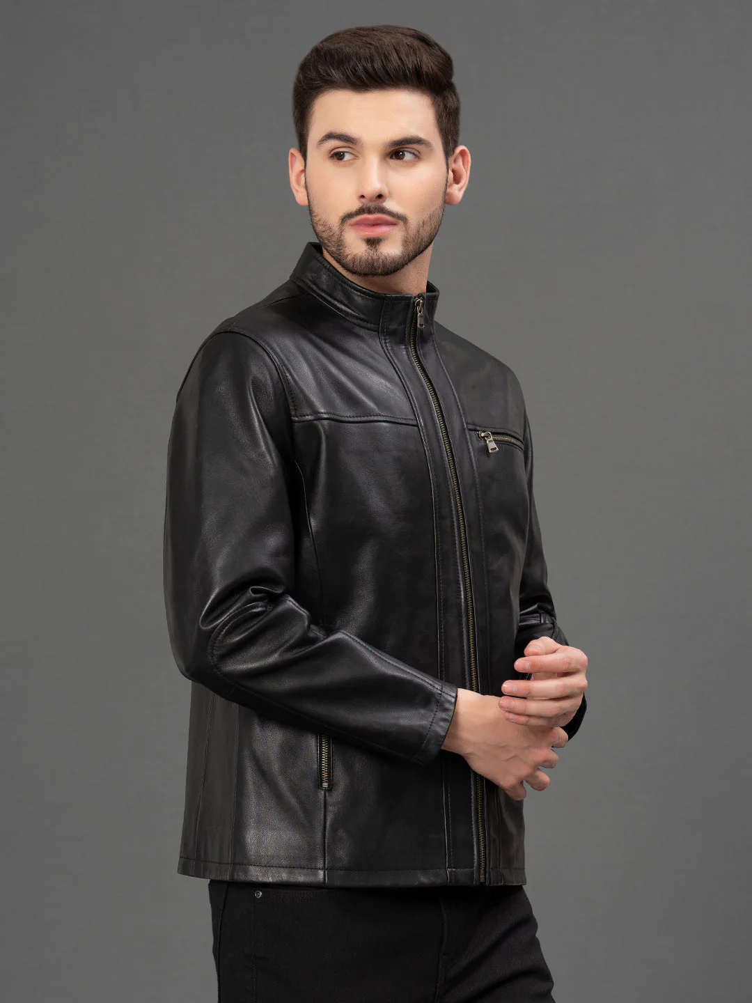 Black Leather Jacket for Men - Image 2