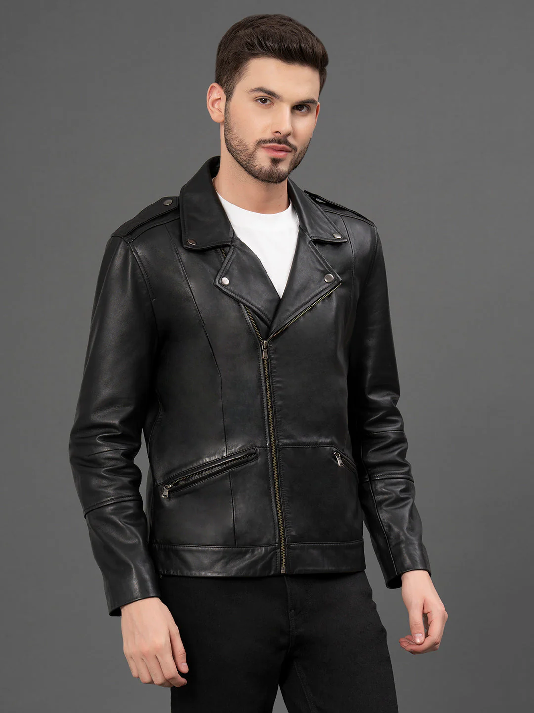 Black Leather Jacket for Men - Image 2