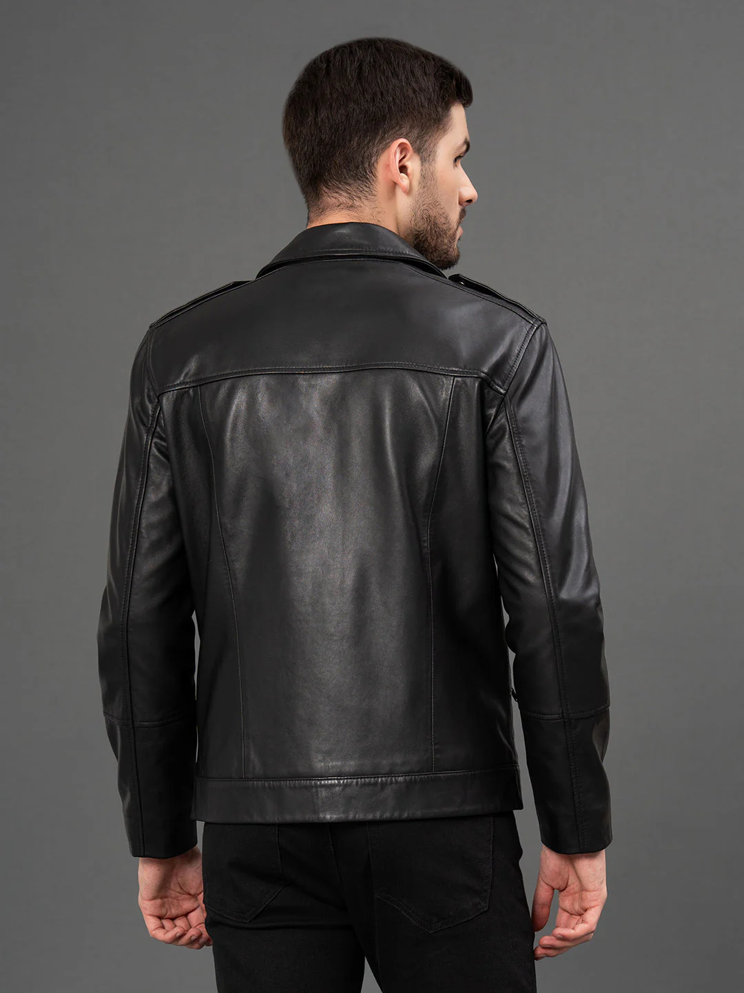 Black Leather Jacket for Men - Image 3