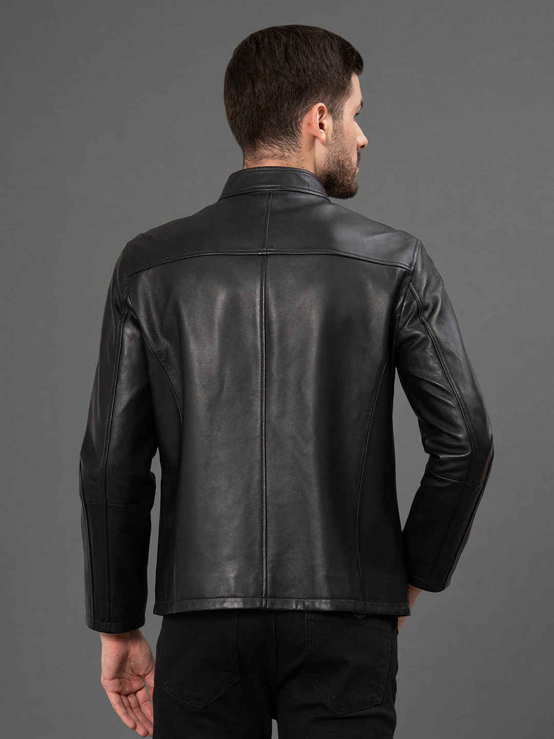 Black Leather Jacket for Men - Image 3