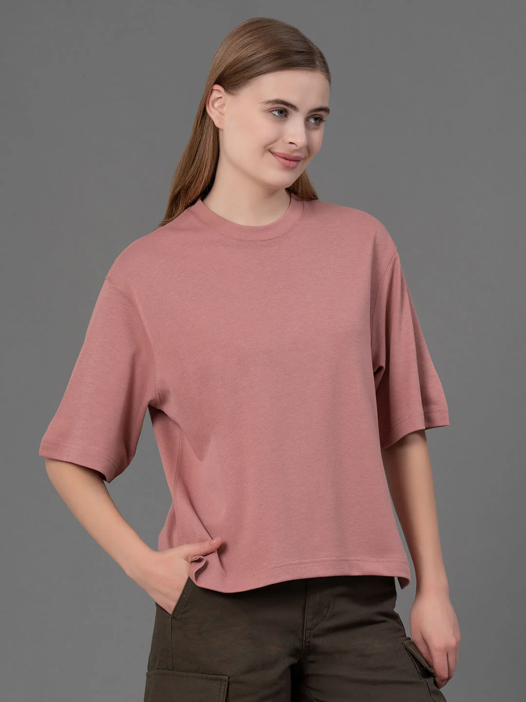 Dusty Pink Oversized T-Shirt for Women - Image 2