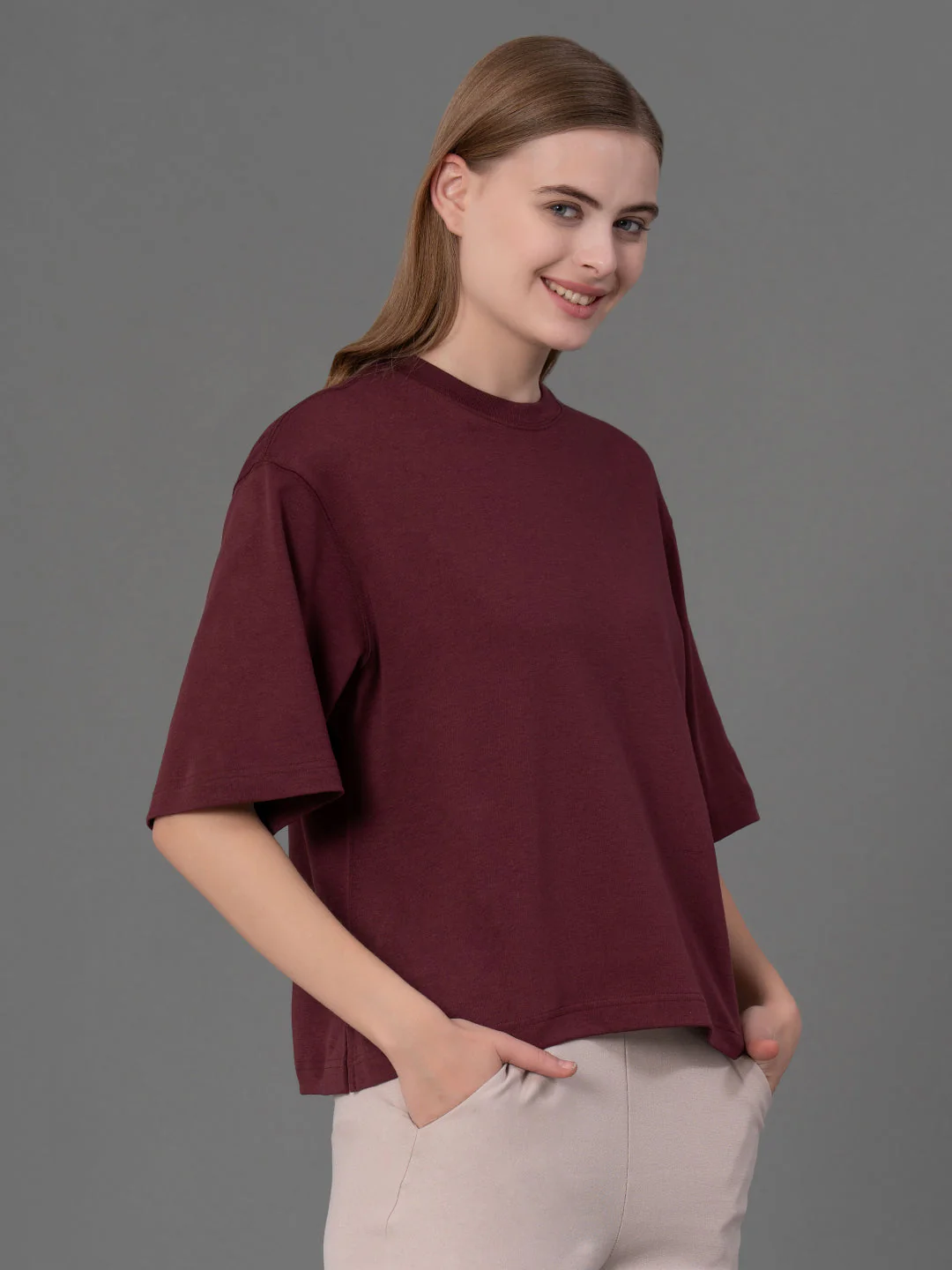 Wine Oversized T-Shirt for Women - Image 2
