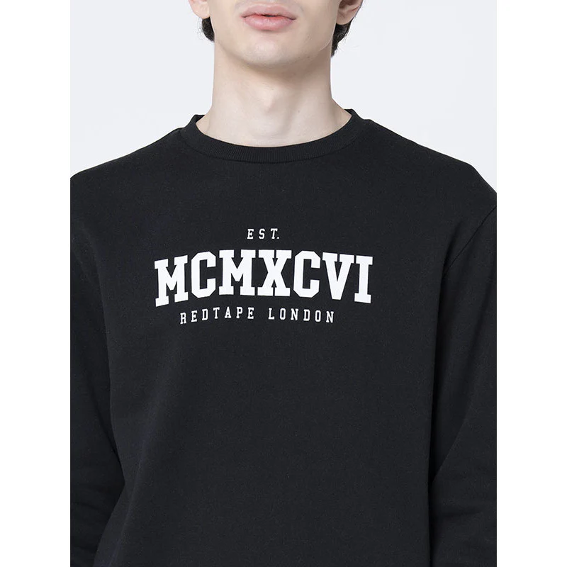 Black Round Neck Sweatshirt for Men - Image 4