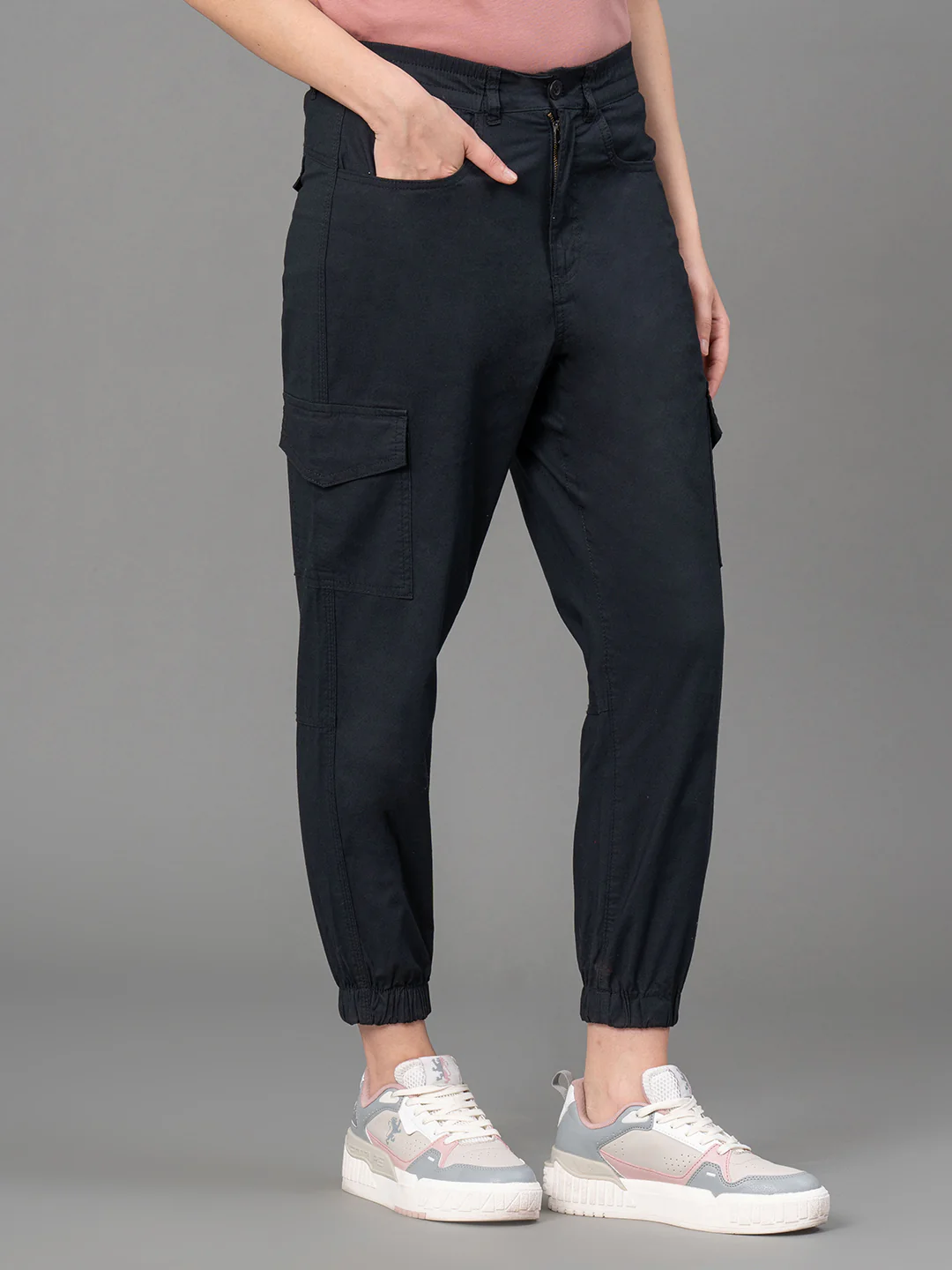 Black Solid Joggers for Women - Image 2