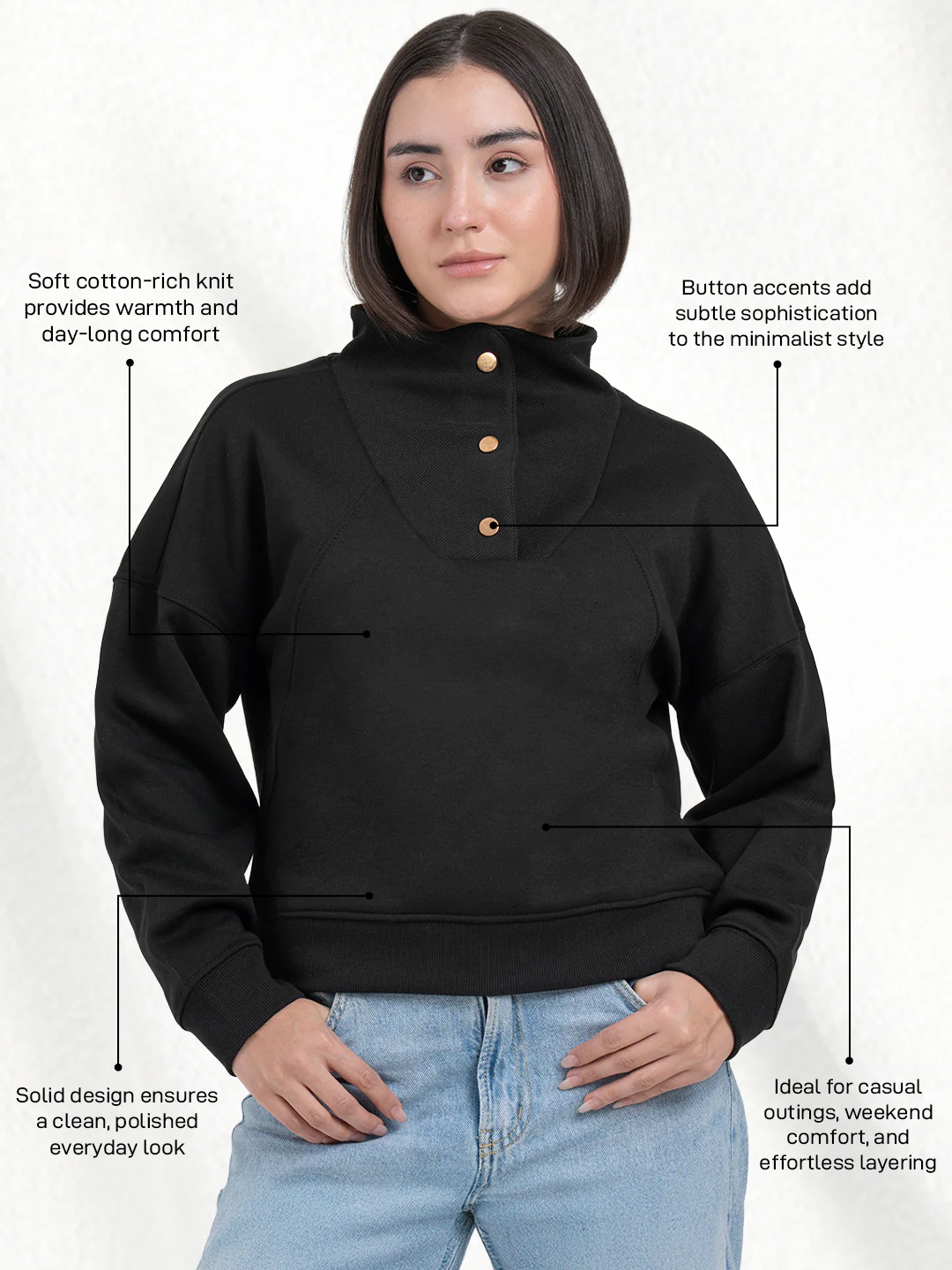 Black Sweatshirt for Women | Style for Elevated Casual Comfort - Image 2