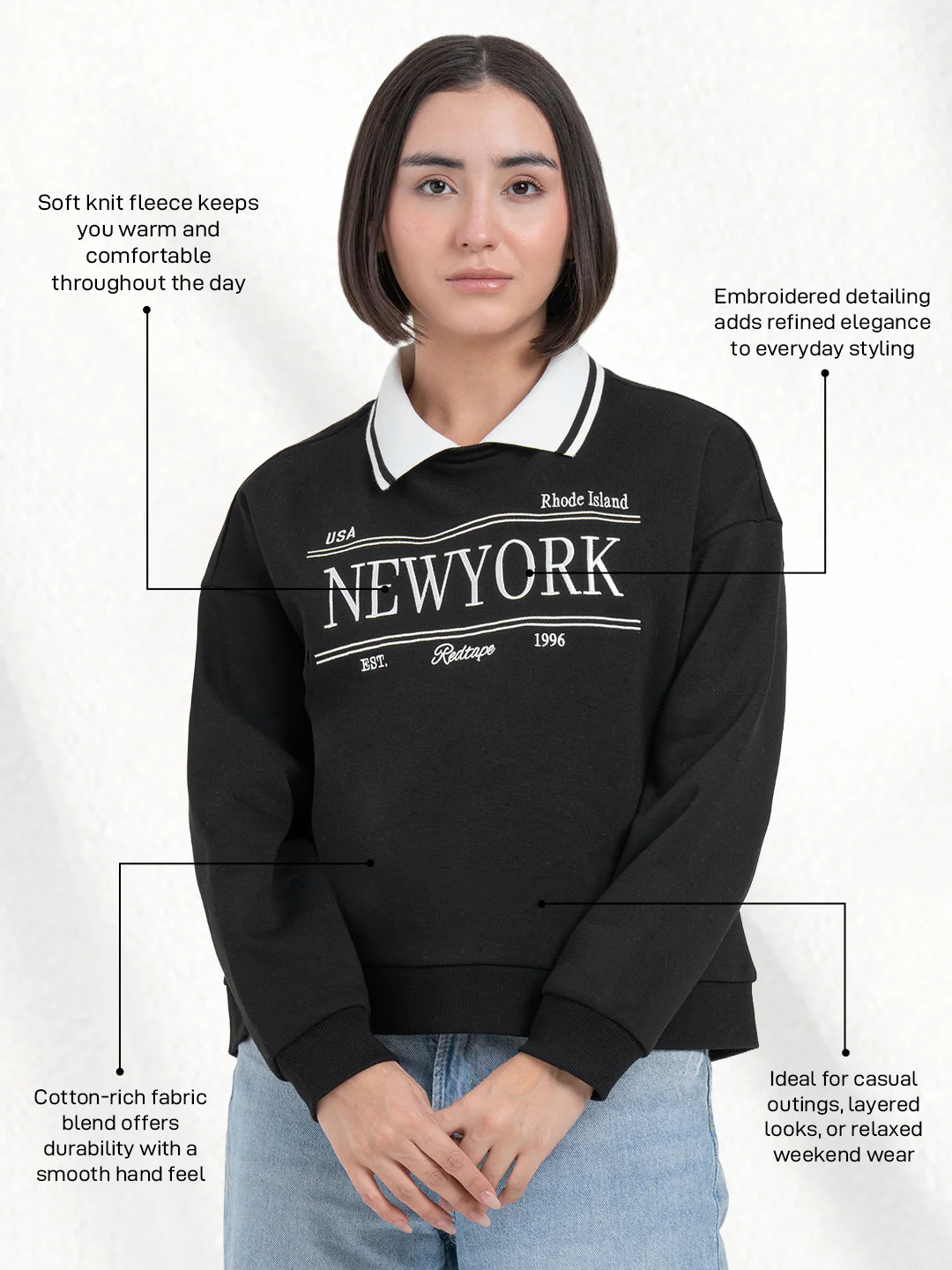 Black Sweatshirt for Women | Sweatshirt for Chic Daily Fashion - Image 2