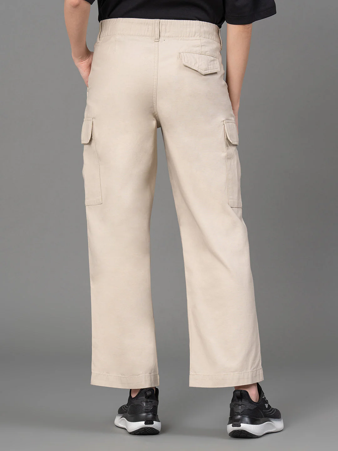 Beige Wide Leg Cargo for Women - Image 3