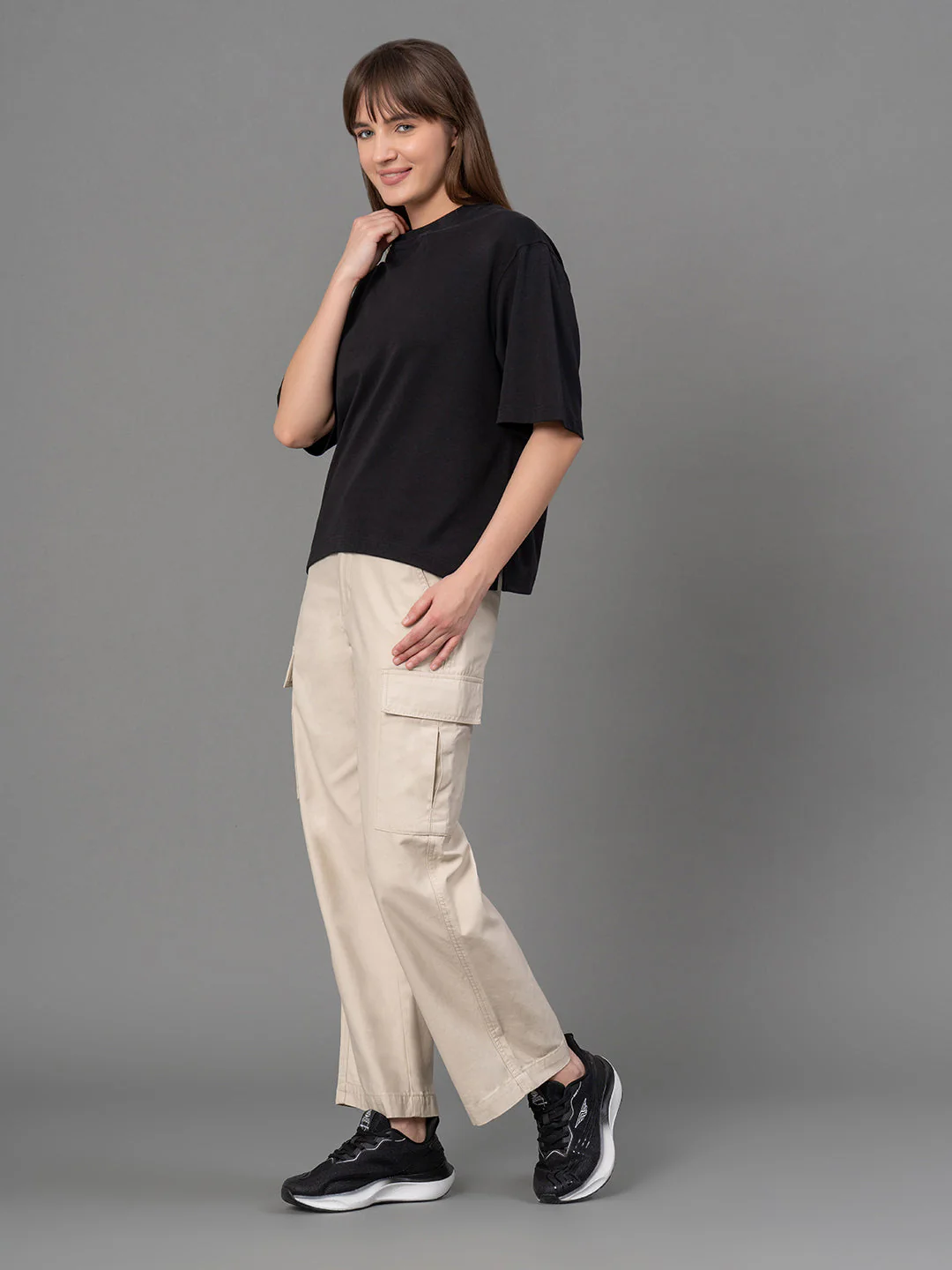 Beige Wide Leg Cargo for Women - Image 5