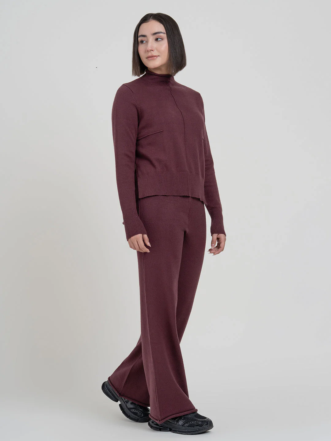 Dark Maroon Co-Ord Sets Women | Full-Length Winter Knit Set - Image 7