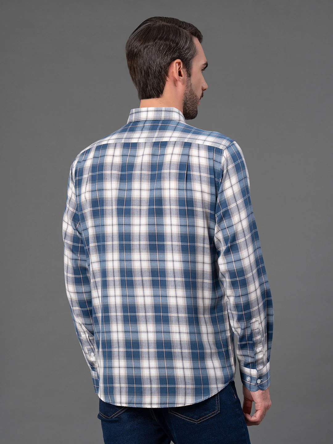 Blue Checked Shirt for Men - Image 3
