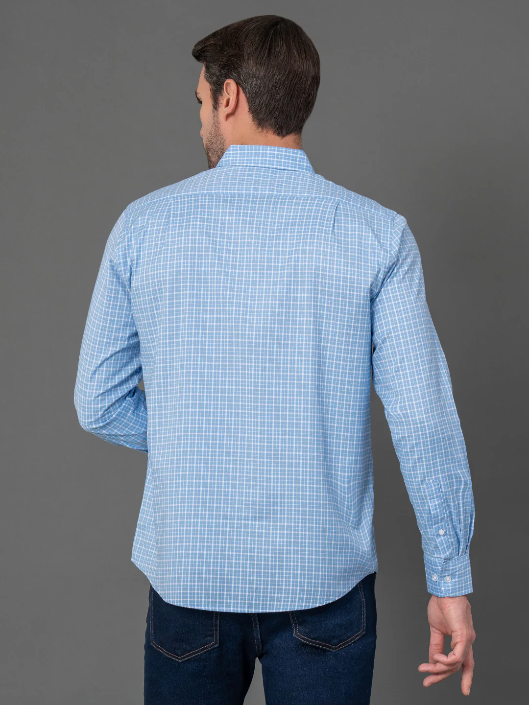 Blue Checked Shirt for Men - Image 3