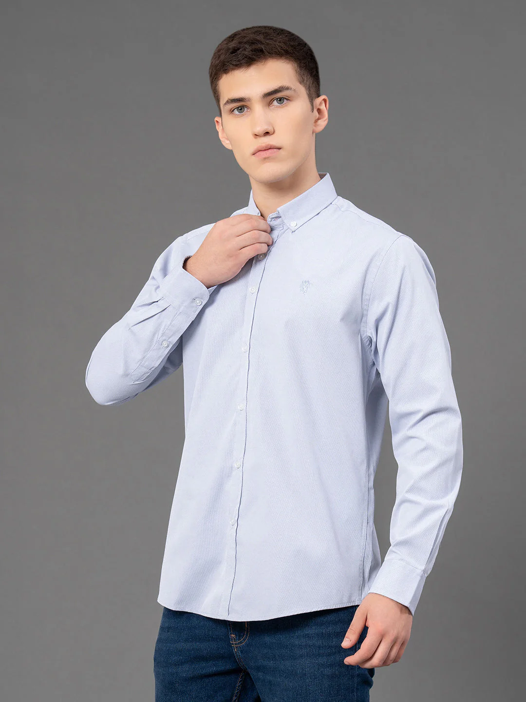 Blue Dobby Shirt for Men - Image 2