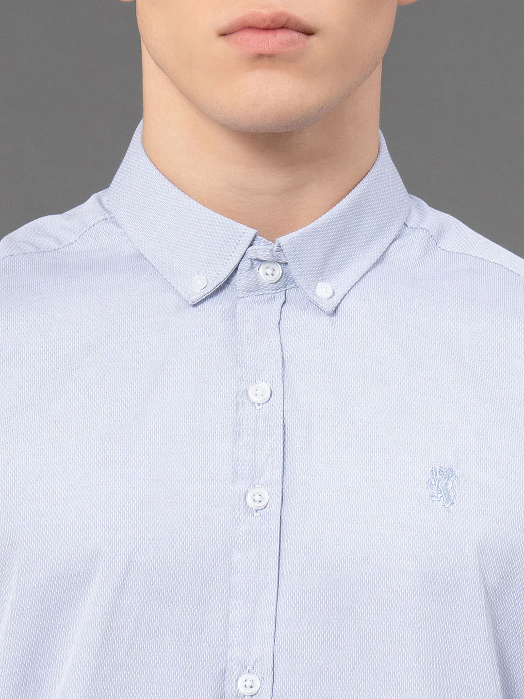 Blue Dobby Shirt for Men - Image 4