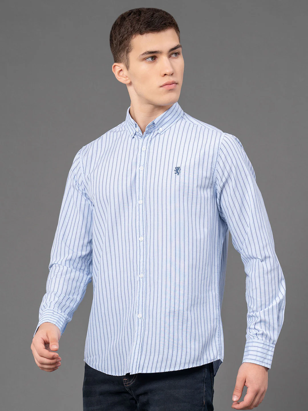 Blue Striped Shirt for Men - Image 2