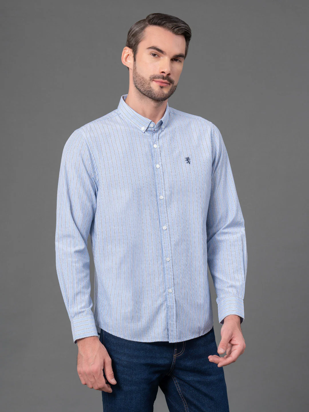 Blue Striped Shirt for Men - Image 2