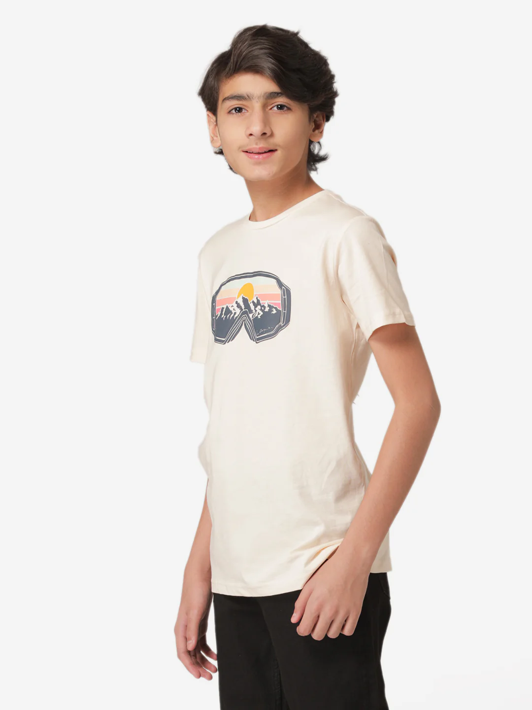 Boy's Beige Round Neck T-Shirt - Image 2