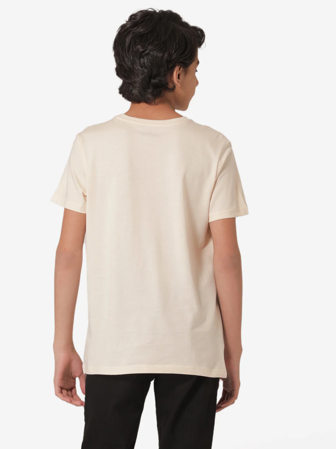 Boy's Beige Round Neck T-Shirt - Image 3