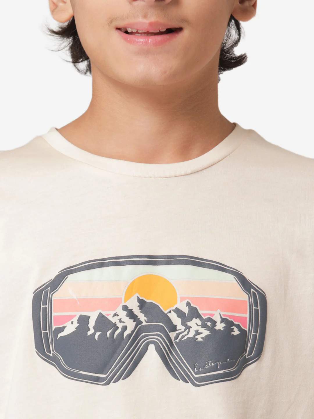 Boy's Beige Round Neck T-Shirt - Image 4