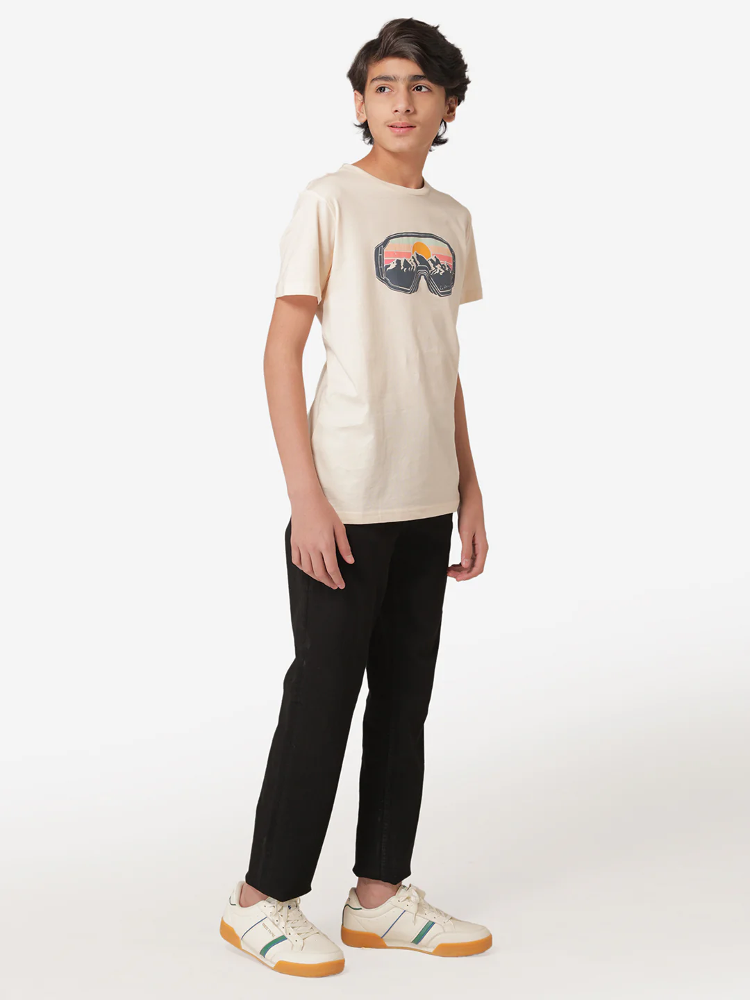 Boy's Beige Round Neck T-Shirt - Image 5
