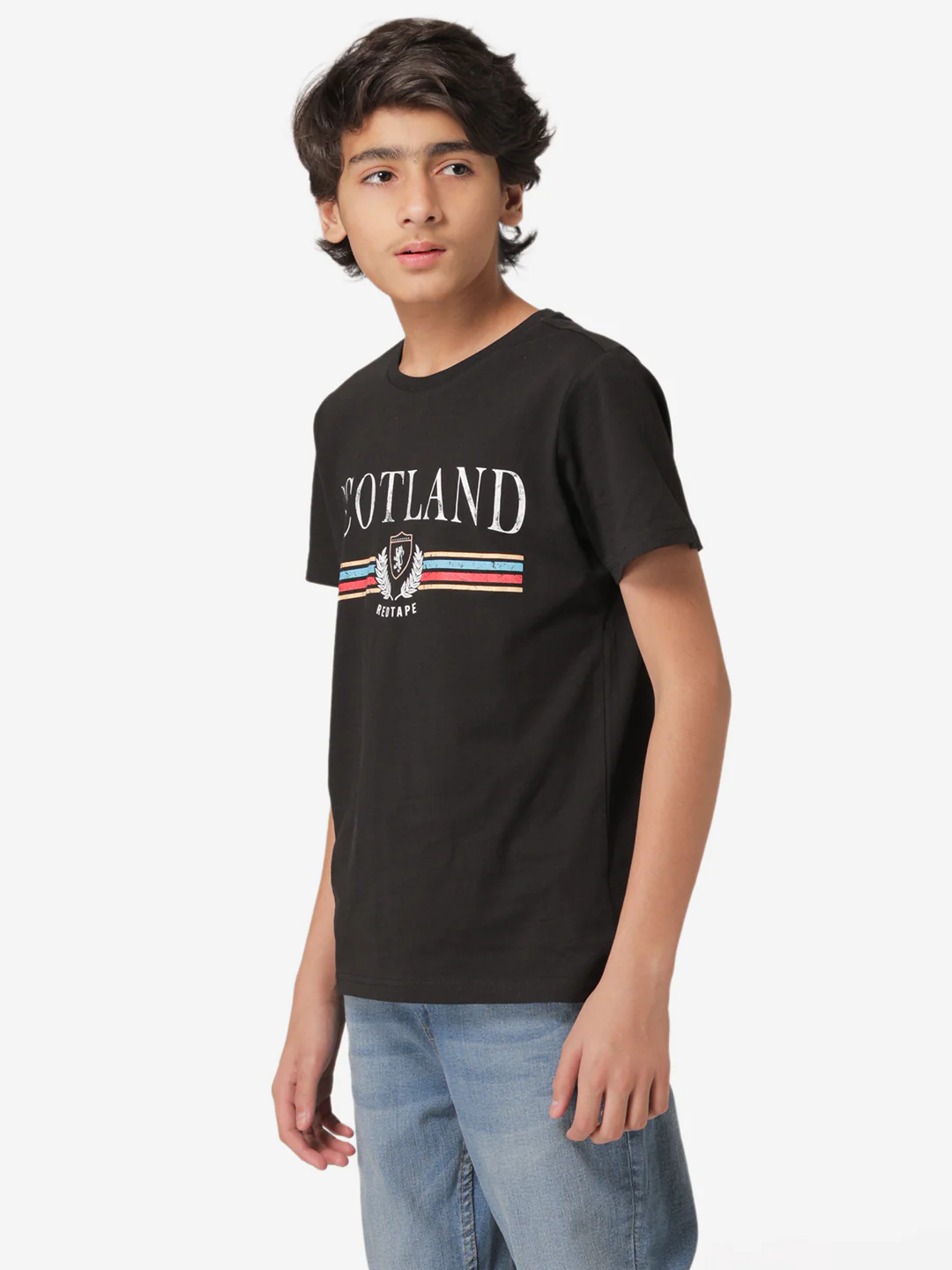 Boy's Black Round Neck T-Shirt - Image 2