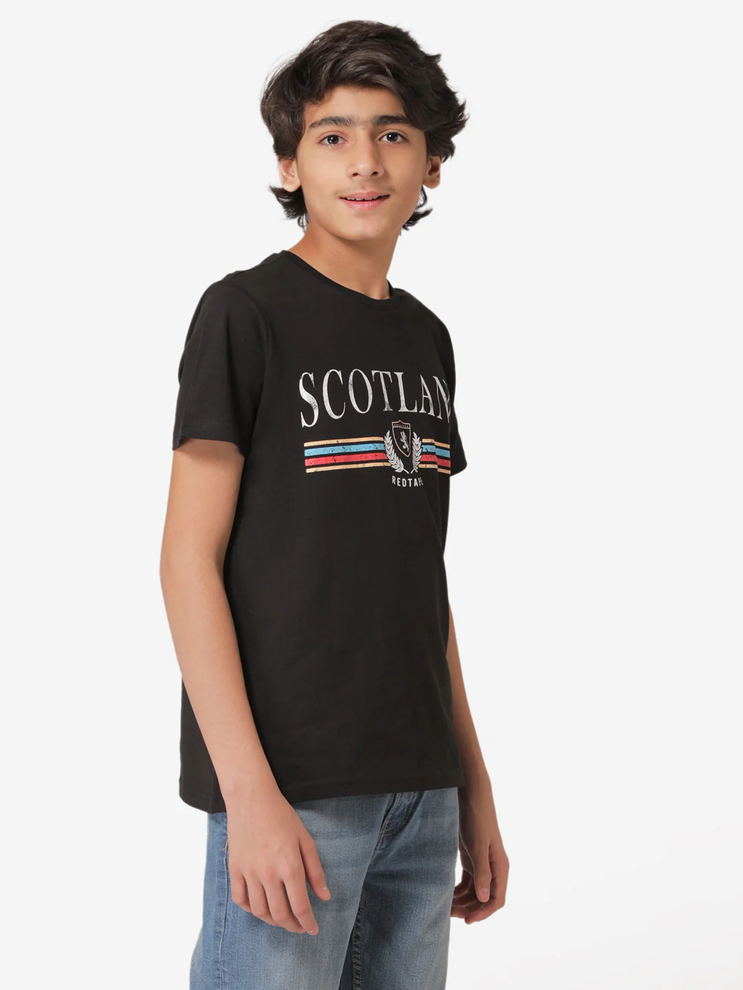 Boy's Black Round Neck T-Shirt - Image 3