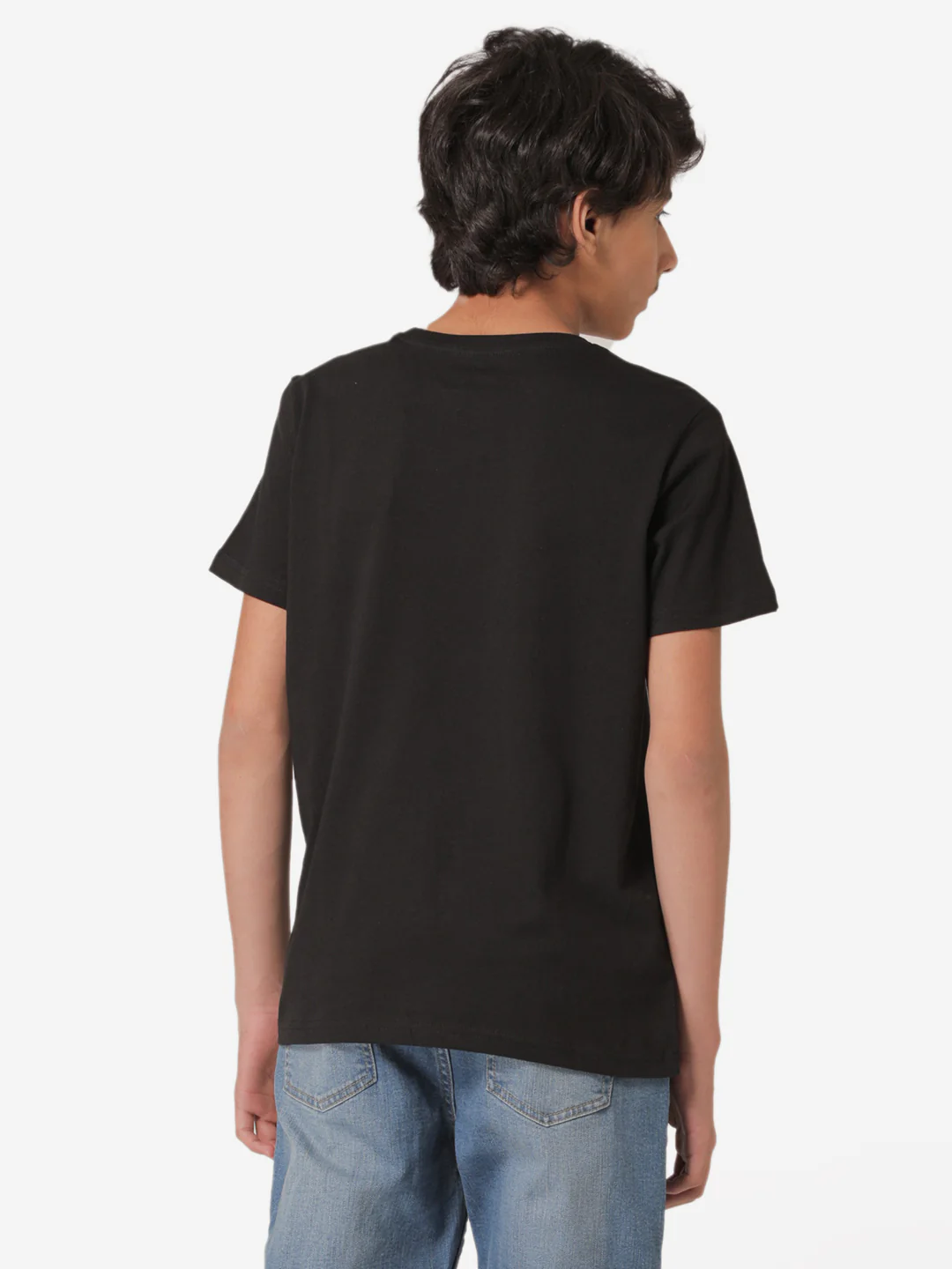 Boy's Black Round Neck T-Shirt - Image 4
