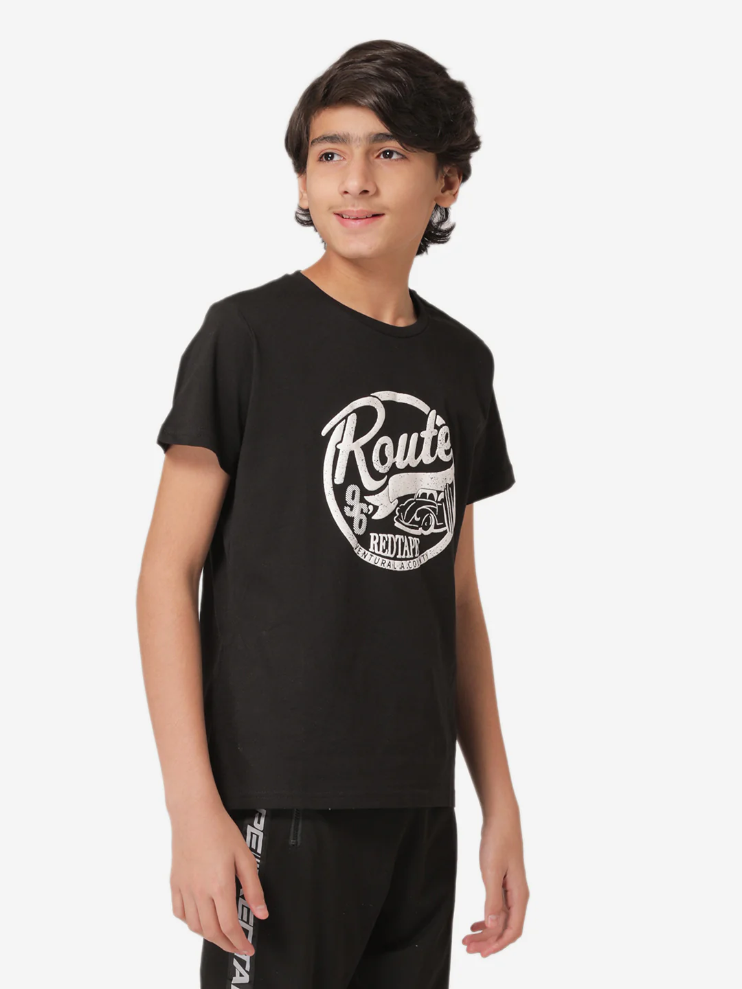 Boy's Black Round Neck T-Shirt - Image 2