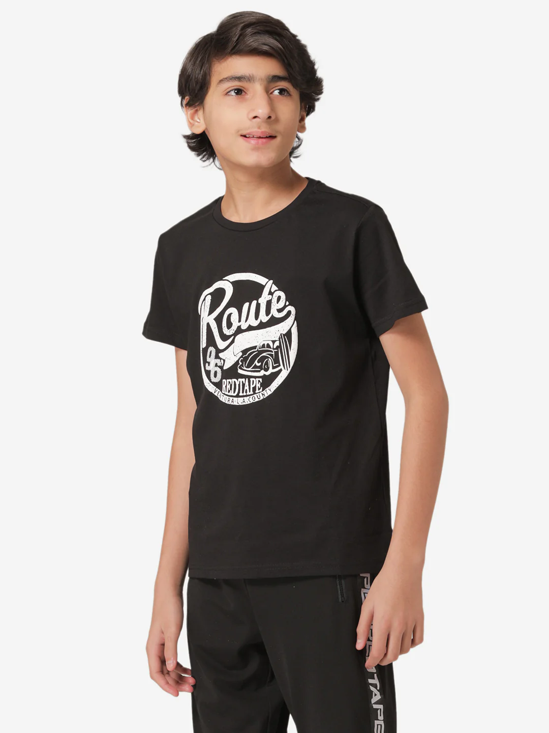 Boy's Black Round Neck T-Shirt - Image 3