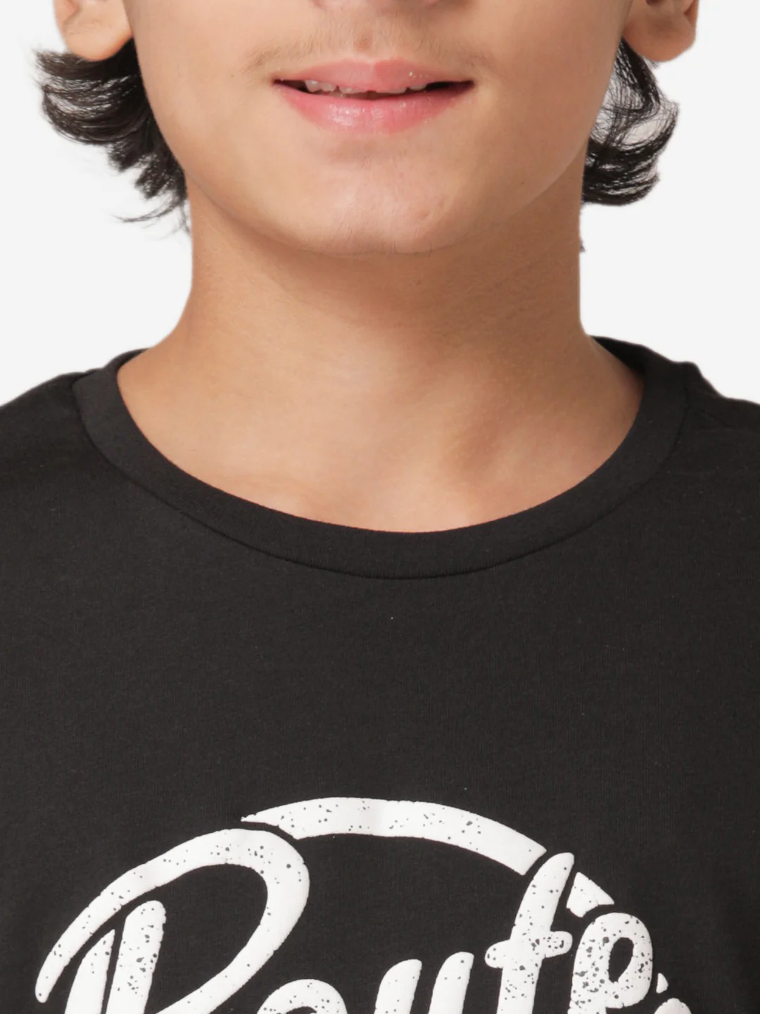Boy's Black Round Neck T-Shirt - Image 5