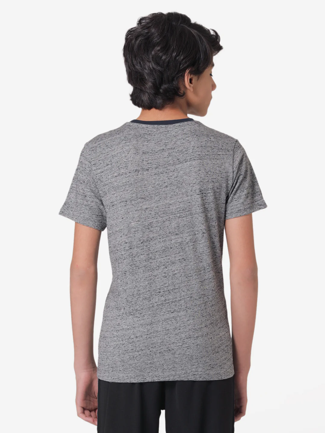 Boy's Charcoal Melange Round Neck T-Shirt - Image 3