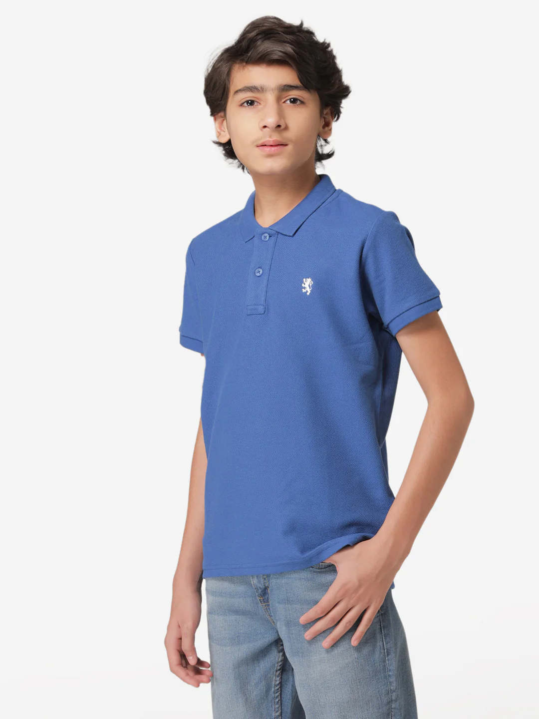 Boy's Royal Blue Collared T-Shirt - Image 2