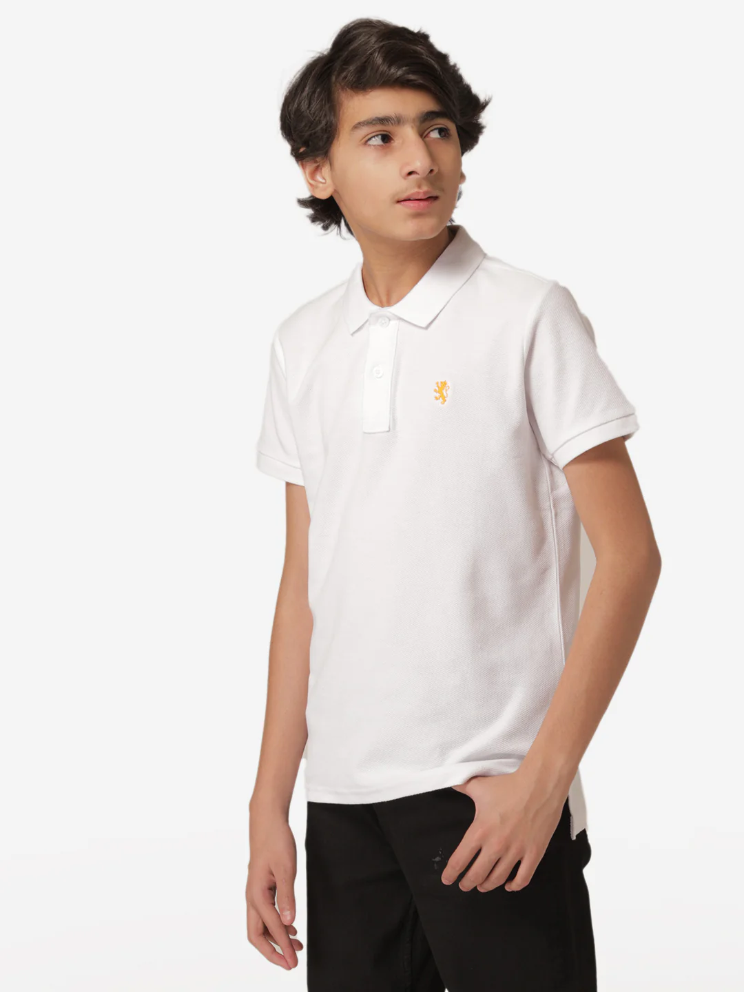 Boy's White CollaRed T-Shirt - Image 2